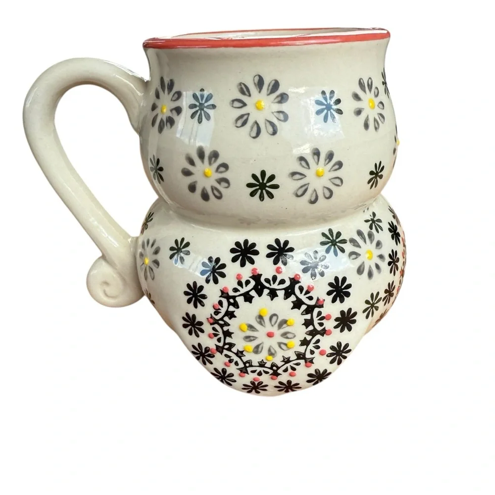 NATURE’S HOME CERAMIC OWL MUG – HAND-PAINTED FOLK FLORAL DESIGN